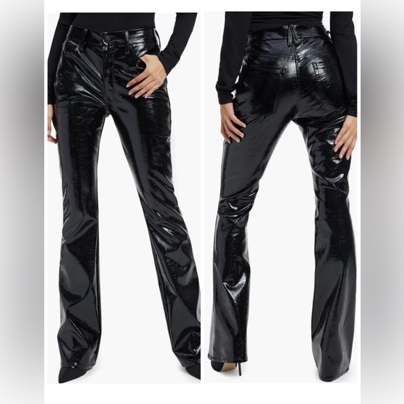Good American Pants - GOOD AMERICAN Good Classic Faux Leather Bootcut Pants in Black Size 27 Vegan